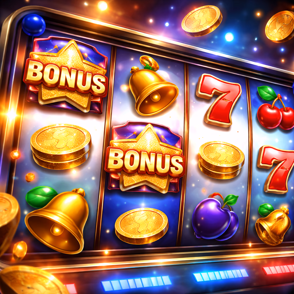 Colorful digital reels with bonus icons and bright slot effects on the 666TK platform